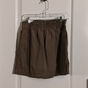 J. Crew Paper Bag Skirt w/Pockets Army Green